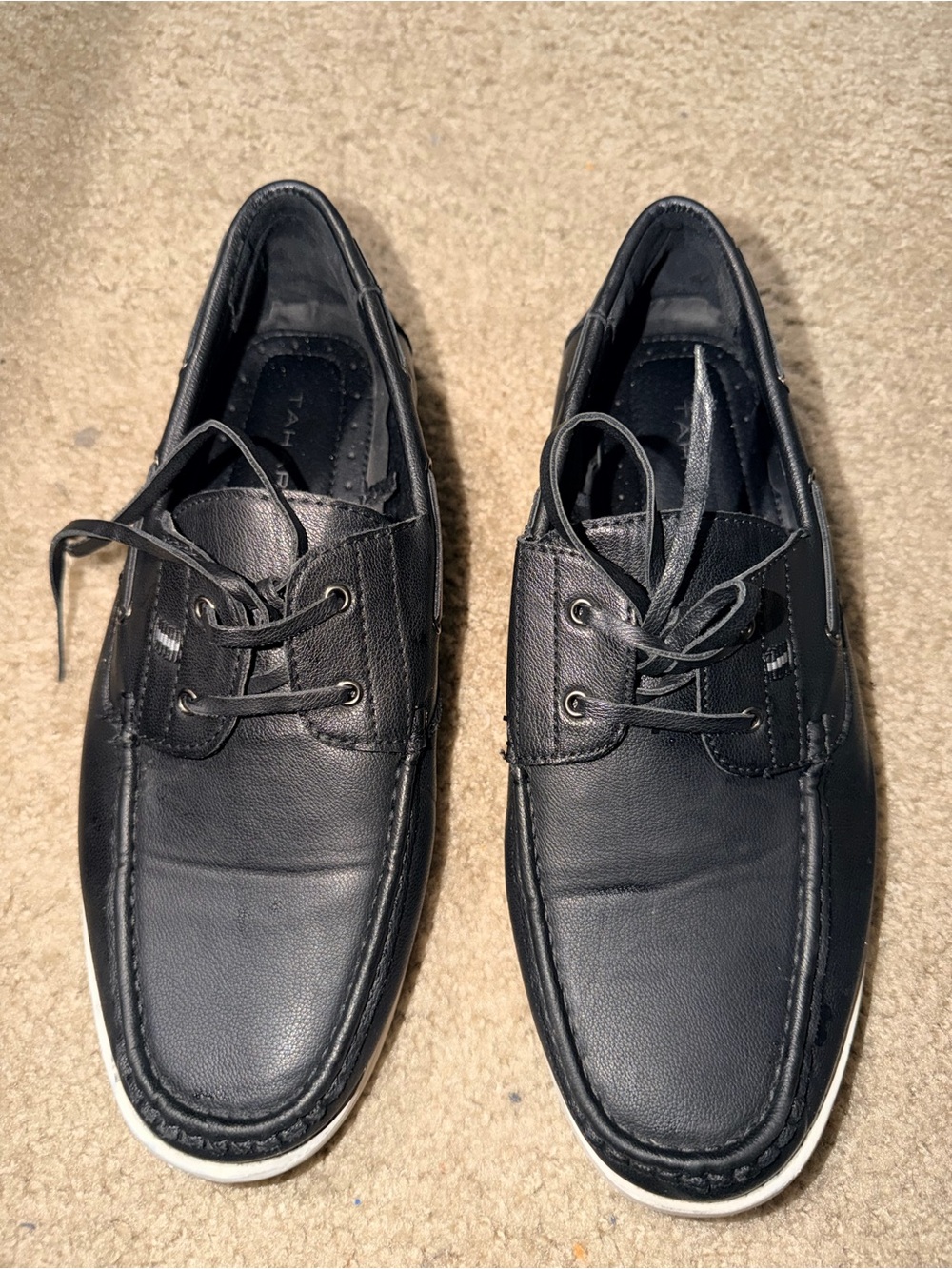 Tahari Men’s Black Boat Shoes Lace Up Casual Comfort Loafers Size 11